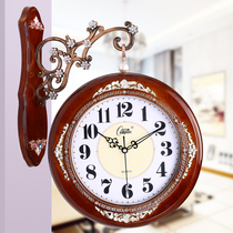 Combus European clock double-sided wall clock living room two-sided clock mute creative clock retro pastoral quartz clock