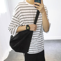 South Korea Trend Black Large Capacity Diagonal Satchel Men Brief Rear Backpack Port Wind Youth Leisure Travel Single Shoulder Bag