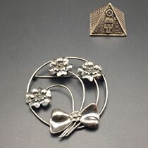 Vintage Atlantic Comeback Antique Silver Accessories 1960s American hollowed-out solid bouquet of flowers 925 pure silver Label brooch