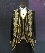 New European-style palace mens clothing jacket embroidered Phnom Penh White Black acting out the stage suit drama Performance Costume Balls