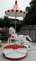 Painted glass fiber reinforced plastic carousel with umbrella horse sculpture ornaments wedding baby banquet lobby load-bearing horse props
