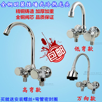 All copper Ming kitchen hot and cold faucet hanging wall washing basin balcony sink hot and cold small kitchen treasure mixing water valve