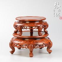 Flower pear wood carving Buddha vase antique round base fish tank jade stone stone base bonsai flower stand