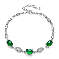 Natural Green Jade Medullary Bracelet Woman Temperament Pure Silver Ornament Fashion Wrist Accessories New Send Mom Elders To Send Girlfriend Gifts
