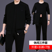 Middle-aged sportswear suit men spring and autumn three sets leisure men baseball suit lead men's spring