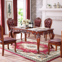 Warm tree furniture European long dining table solid wood carved long square table chair combination restaurant furniture American dining table