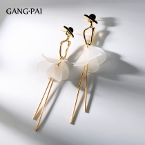 925 silver pin tassel earrings female long temperament 2021 New Tide thin Korean Net red ear clip round face earrings