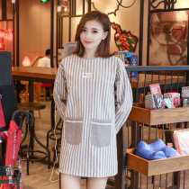 Fashion cute kitchen household apron women cotton cloth overcoat long sleeve waterproof and oil-proof adult anti-wear work clothes