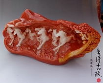 Imitation Shoushan Stone Hibiscus Stone Eight-horse Running Imitation Ancient Stone Sculpture Handicraft Decoration Pendulum Piece Jade Engraving Collection