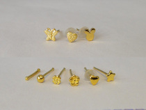 999 Pod Gold Small Earrings 24K Pure Gold Earrings Male and Female Ear Bar Korean Temperance Gold Jewelry Anti-allergy