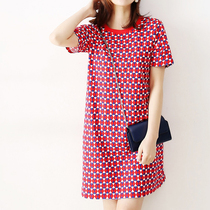 Japanese light luxury fat mm printed dress large size 2021 summer new loose casual H-shaped straight T-shirt skirt