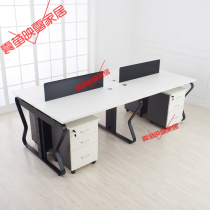 Black and white staff desk 2 4 6 people simple modern card staff computer table and chair combination work