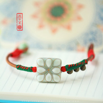 Ceramic 1987 Jingdezhen Ceramic Lotus Square Ceramic Bracelet Hand Woven Gift Creative Jewelry