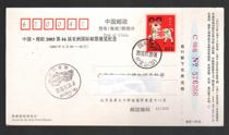 2003 New Year prize postcard sales: Hejiashan temporary postmark of Hejiashan Mianyang Sichuan