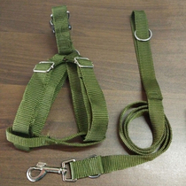 Big dog leash dog leash green pet leash set medium and large dog chest strap leash