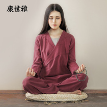 Kang Suya meditation suit Yoga suit Cotton and hemp yoga suit National style Chinese style Lay meditation zen suit Female spring and summer