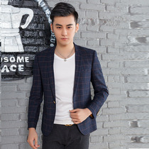Hao than wolf mens plaid small suit spring and autumn Korean version of self-cultivation leisure Youth Tide men casual clothes single western coat men