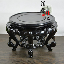 Mahogany ebony purple sandalwood begonia vase flower pot bonsai base round incense burner Buddha statue decoration fish tank base