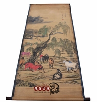 Antique Zhongtang antique calligraphy and painting zhong tang hua painting living room paintings landscape painting ba jun two figure has been framed