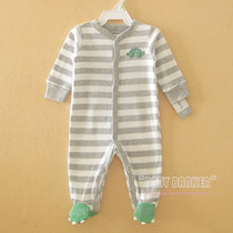 Baby Connector long sleeve baby baby baby stripes Hardclothes spring and autumn pure cotton cute male newborn clothes