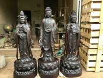 Ebony woodcarving ornaments of the Western Three Saints Amitabha Guanyin