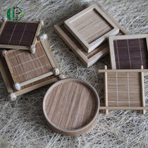 Tic-tac-toe coaster Tea ceremony Six Junzi Bamboo square handmade cup holder Pot pad Tea set accessories Tea mat Tea ceremony