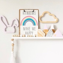 Customized INS Wind Wooden Hollow Cloud Rabbit Moon Wall Decorative Props for Childrens Room