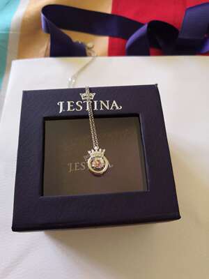 银色的颜色也很亮，中间的吊坠真的会一闪一闪跳动哦。