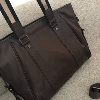 轩唯男士手提包男包真皮横款商务休闲公文包单肩包软皮牛皮斜挎包