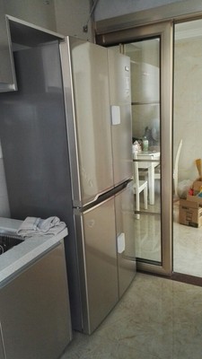 Homa/奥马 BCD-403DH/B冰箱双开门变频 十字对开家用薄四开门冰箱