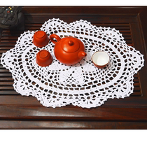 I love my home pure handmade crochet hook flower cotton lace hollow woven oval dining cushion decoration cushion white