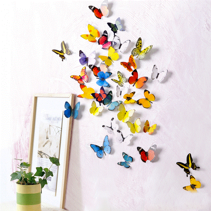 墙贴纸自粘 粉色眼睛蝴蝶贴画 美容院卧室化妆店直播间墙装饰壁画_7折