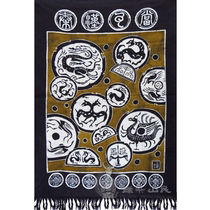 Authentic batik curtain pure handmade crafts batik painting decoration wall hanging Qin Han Wadang 90 * 140cm