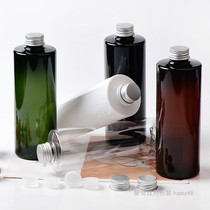 500ml flat shoulder aluminum cap bottle PET cosmetic sub-bottling 28 teeth caliber plastic screw cap bottle shampoo bottle packaging material