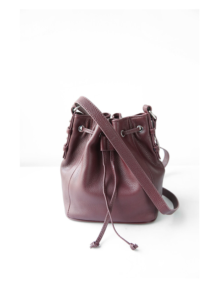 头层牛皮水桶包单肩斜挎南瓜包 2015秋冬新款简约迷你女真皮小包