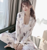 Japanese gp dream Bear Ice Silk pajamas female summer wear cute girl short sleeve cardigan home suit