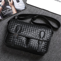 2021 new braided mens shoulder bag mens bag leather messenger bag business fashion large capacity soft cowhide backpack