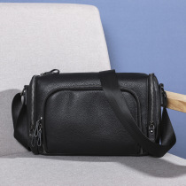 Leather mens bag 2021 new trendy mens shoulder bag casual messenger bag fashion first layer cowhide large capacity backpack