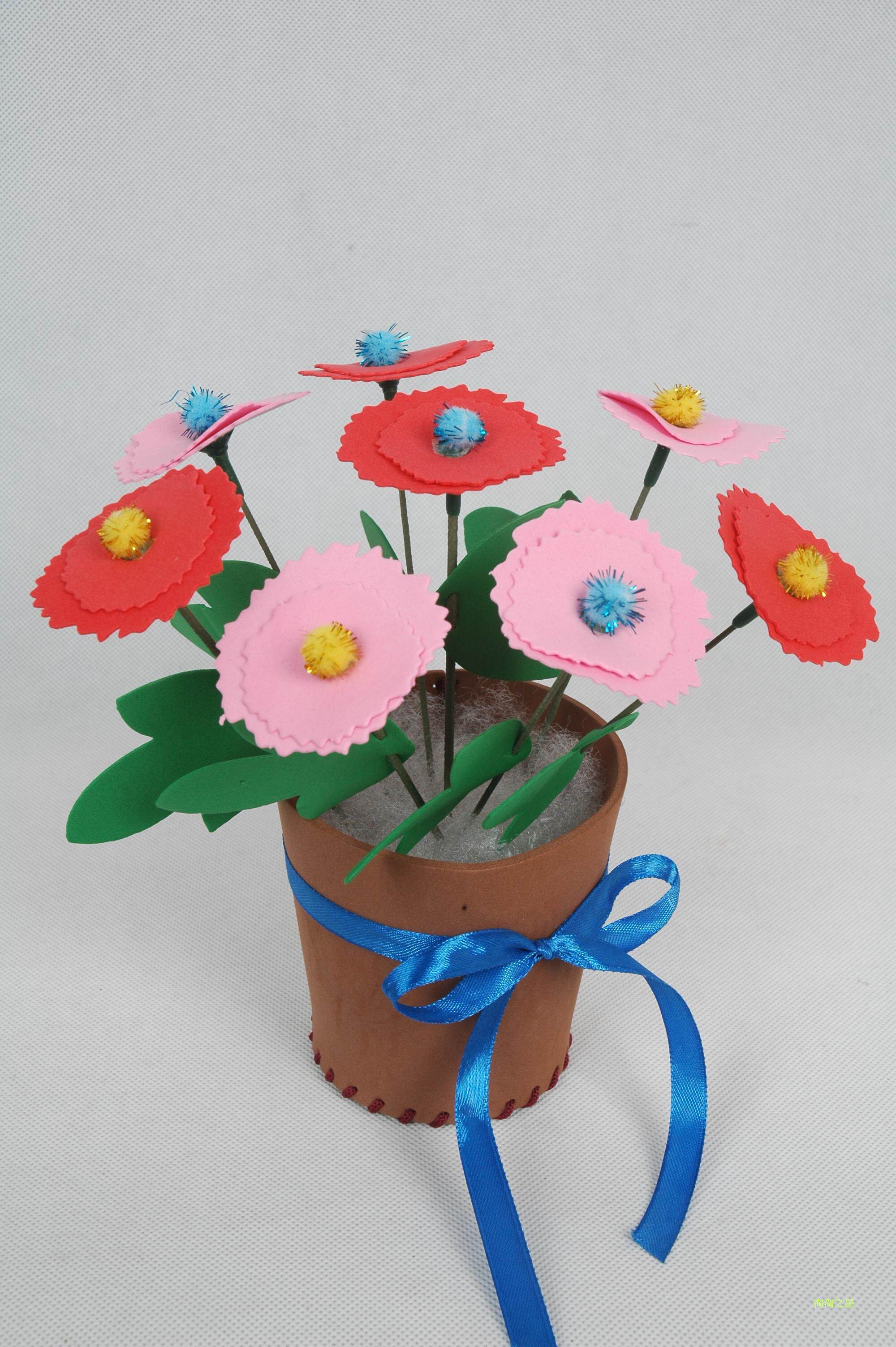 eva仿真花盆花朵盆栽儿童手工制作幼儿园diy材料包 益智玩具