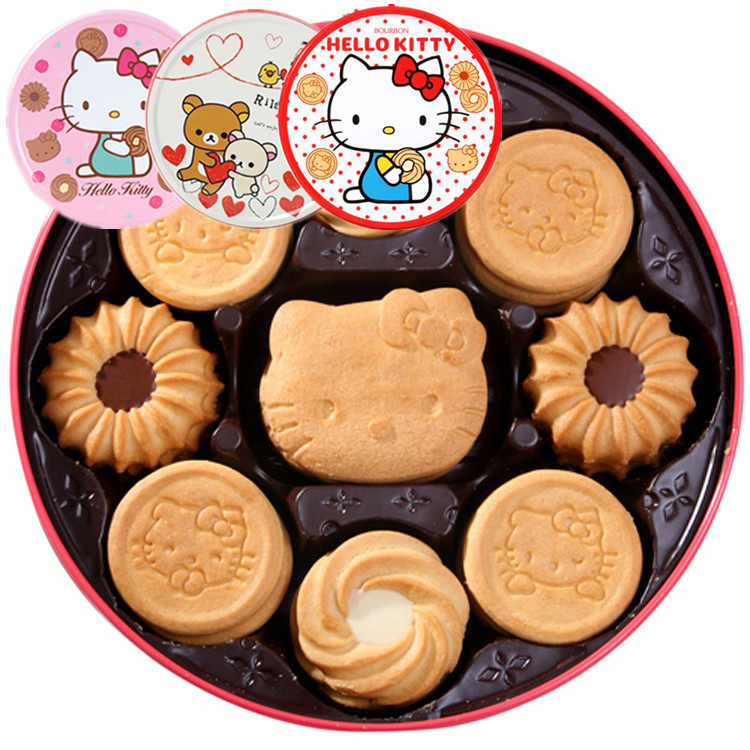 日本进口点心布尔本hello kitty奶油&巧克力曲奇/轻松熊曲奇饼干