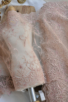 Skin pink bright silk thread embroidery lace cheongsam skirt decoration mesh bottom lace material