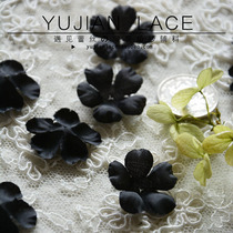 Three-dimensional flowers DIY handmade flower hot crinkle headdress wedding dress decoration material black silk cloth petals