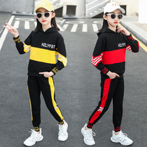 Girl Nets Red Suit Foreign Air 2022 Spring Autumn New Children CUHK Girl Girl Casual Sports Two Sets Spring Clothes