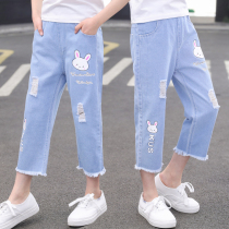 Girl Denim Seven-point Pants Summer Thin Loose Shorts Foreign Air Mid Pants Casual Children Pants Casual Children Pants