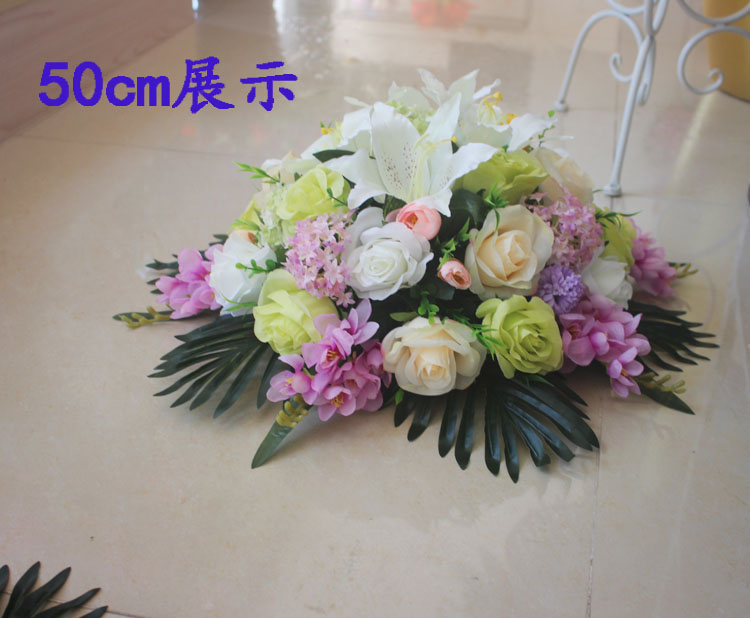 仿真桌花酒店大圆桌转盘中间装饰花圆形餐桌摆台花商务宴会摆件