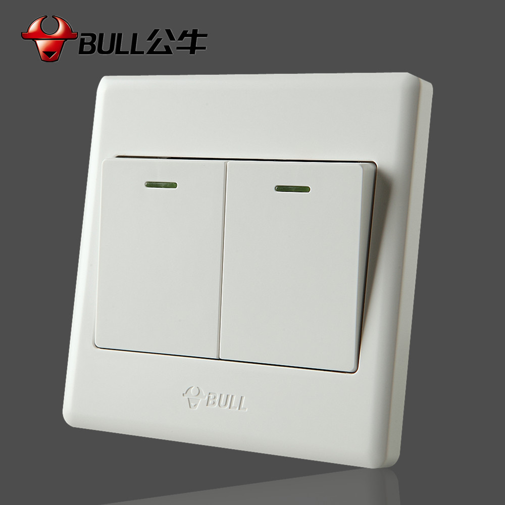 正品公牛开关面板2开双控双联面板 双开双控86型墙壁暗装家用10a