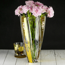 Czech Republic imported BOHEMIA crystal glass vase simple European style 22K real gold tracing gold lily vase hot sale