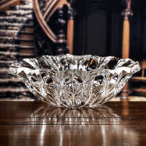 Creative Nordic large crystal glass fruit plate household living room coffee table Modern fruit plate European candy plate fruit basin
