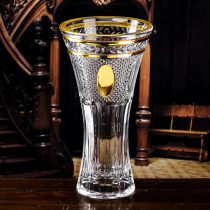 Czech imported BOHEMIA crystal vase European style simple Castle gold table flower arrangement rich bamboo flower Flower