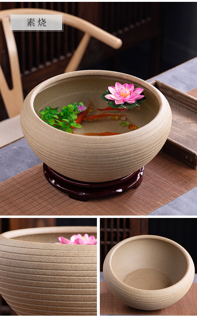 景德镇陶瓷金鱼缸手绘桌面摆件大号养锦鲤乌龟睡莲荷花盆客厅碗钵